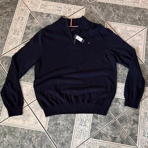 Tommy Hilfiger Men's Dark Blue Zip-Up Sweater